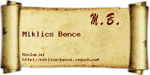 Miklics Bence névjegykártya